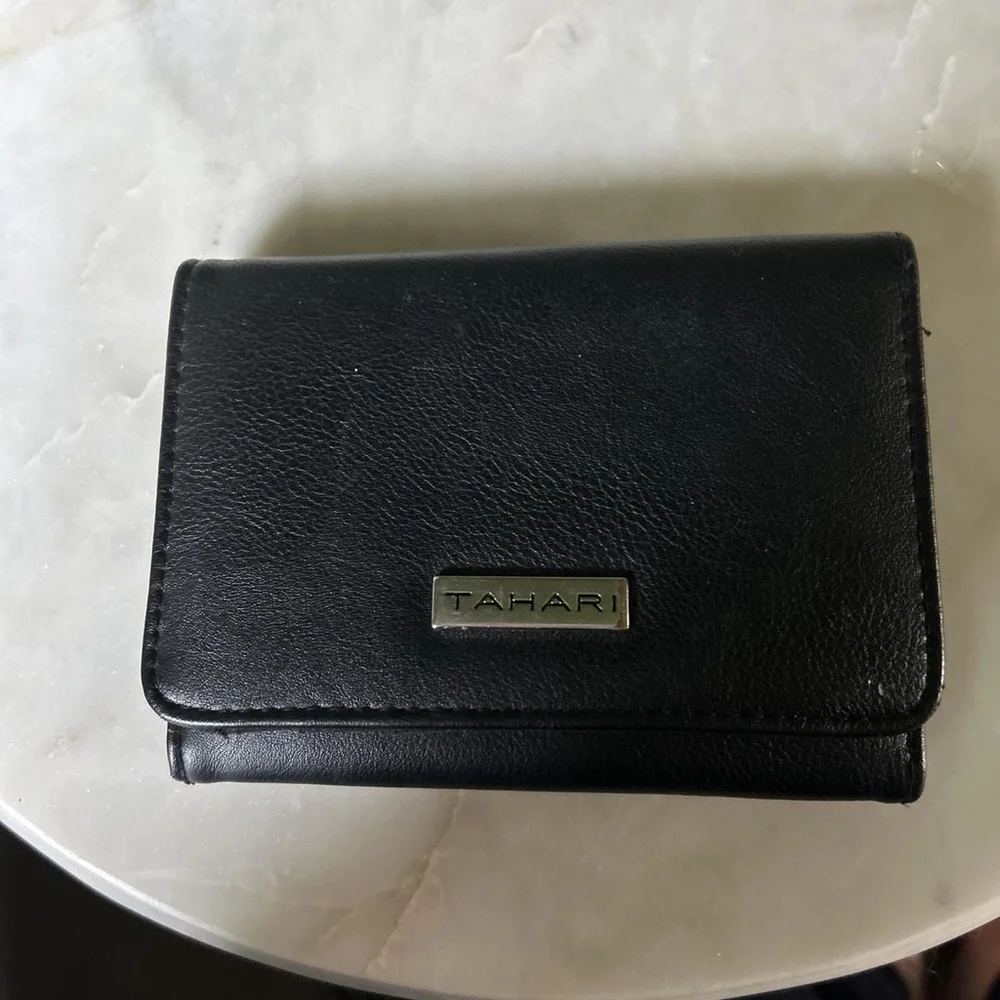 Tamari Black Leather Wallet Trifold